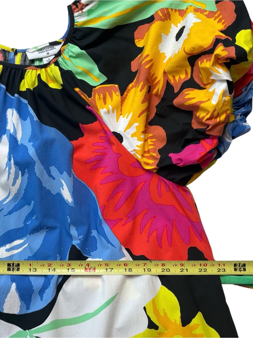 Christopher John Rogers Target Floral Puff Sleeve High Low Poplin Dress Size M - Picture 10 of 13